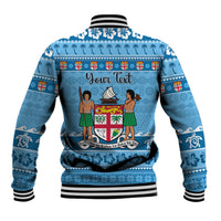 Custom Fiji Christmas Baseball Jacket Fijian Tapa Marau na Kerisimasi - Wonder Print Shop