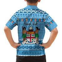 Custom Fiji Christmas Kid Hawaiian Shirt Fijian Tapa Marau na Kerisimasi - Wonder Print Shop