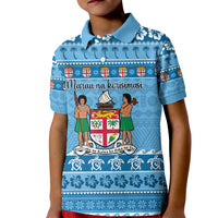 Custom Fiji Christmas Kid Polo Shirt Fijian Tapa Marau na Kerisimasi - Wonder Print Shop