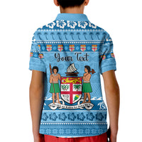 Custom Fiji Christmas Kid Polo Shirt Fijian Tapa Marau na Kerisimasi - Wonder Print Shop