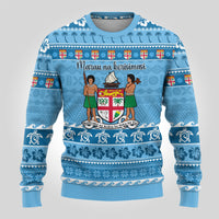 Custom Fiji Christmas Ugly Christmas Sweater Fijian Tapa Marau na Kerisimasi - Wonder Print Shop