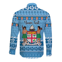 Custom Fiji Christmas Long Sleeve Button Shirt Fijian Tapa Marau na Kerisimasi - Wonder Print Shop