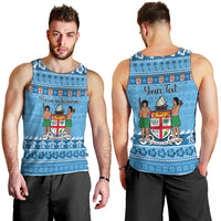 Custom Fiji Christmas Men Tank Top Fijian Tapa Marau na Kerisimasi - Wonder Print Shop
