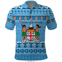Custom Fiji Christmas Polo Shirt Fijian Tapa Marau na Kerisimasi - Wonder Print Shop