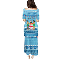 Custom Fiji Christmas Puletasi Fijian Tapa Marau na Kerisimasi - Wonder Print Shop