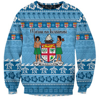 Custom Fiji Christmas Sweatshirt Fijian Tapa Marau na Kerisimasi - Wonder Print Shop