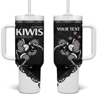 Custom Aotearoa Rugby Tumbler With Handle Maori Kiwi - Mascot Style - Wonder Print Shop