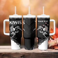 Custom Aotearoa Rugby Tumbler With Handle Maori Kiwi - Mascot Style - Wonder Print Shop
