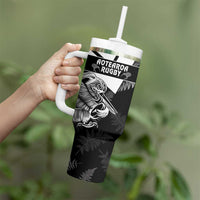 Custom Aotearoa Silver Fern Rugby Tumbler With Handle 2024 Go Kiwi - Wonder Print Shop