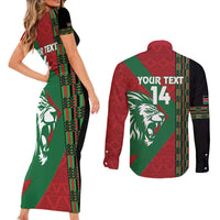 Kenya Rugby Custom Couples Matching Short Sleeve Bodycon Dress and Long Sleeve Button Shirt Go Lionesses - African Pattern - Wonder Print Shop