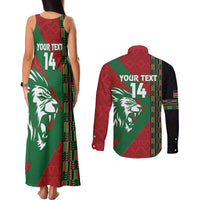 Kenya Rugby Custom Couples Matching Tank Maxi Dress and Long Sleeve Button Shirt Go Lionesses - African Pattern - Wonder Print Shop