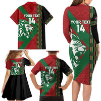 Kenya Rugby Custom Family Matching Long Sleeve Bodycon Dress and Hawaiian Shirt Go Lionesses - African Pattern - Wonder Print Shop