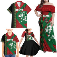 Kenya Rugby Custom Family Matching Off Shoulder Maxi Dress and Hawaiian Shirt Go Lionesses - African Pattern - Wonder Print Shop
