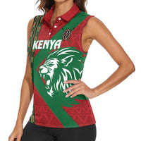 Kenya Rugby Custom Women Sleeveless Polo Shirt Go Lionesses - African Pattern - Wonder Print Shop