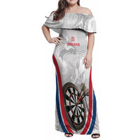 Custom England Darts Family Matching Off Shoulder Maxi Dress and Hawaiian Shirt Go Champions Grunge Marble Style - Wonder Print Shop