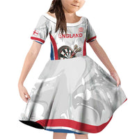 Custom England Darts Family Matching Off Shoulder Short Dress and Hawaiian Shirt Go Champions Grunge Marble Style - Wonder Print Shop