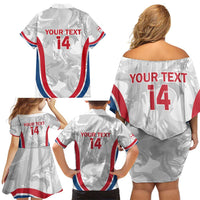 Custom England Darts Family Matching Off Shoulder Short Dress and Hawaiian Shirt Go Champions Grunge Marble Style - Wonder Print Shop