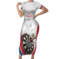 Custom England Darts Family Matching Short Sleeve Bodycon Dress and Hawaiian Shirt Go Champions Grunge Marble Style - Wonder Print Shop