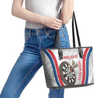 Custom England Darts Leather Tote Bag Go Champions Grunge Marble Style - Wonder Print Shop