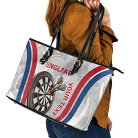 Custom England Darts Leather Tote Bag Go Champions Grunge Marble Style - Wonder Print Shop