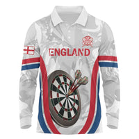 Custom England Darts Long Sleeve Polo Shirt Go Champions Grunge Marble Style - Wonder Print Shop
