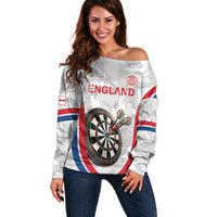 Custom England Darts Off Shoulder Sweater Go Champions Grunge Marble Style - Wonder Print Shop