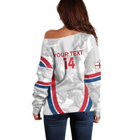 Custom England Darts Off Shoulder Sweater Go Champions Grunge Marble Style - Wonder Print Shop