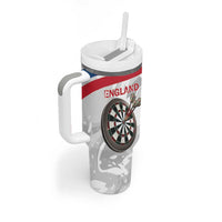 Custom England Darts Tumbler With Handle Go Champions Grunge Marble Style - Wonder Print Shop