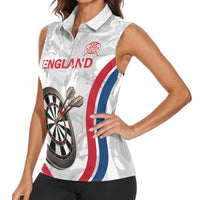 Custom England Darts Women Sleeveless Polo Shirt Go Champions Grunge Marble Style - Wonder Print Shop