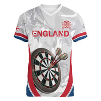Custom England Darts Women V-Neck T-Shirt Go Champions Grunge Marble Style - Wonder Print Shop