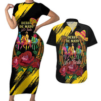 Derby De Mayo 2025 Couples Matching Short Sleeve Bodycon Dress and Hawaiian Shirt Pinata Horse Racing Let's Fiesta
