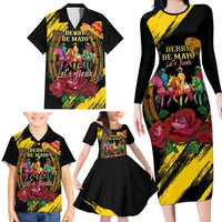 Derby De Mayo 2025 Family Matching Long Sleeve Bodycon Dress and Hawaiian Shirt Pinata Horse Racing Let's Fiesta