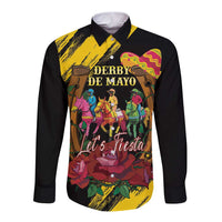 Derby De Mayo 2025 Long Sleeve Button Shirt Pinata Horse Racing Let's Fiesta