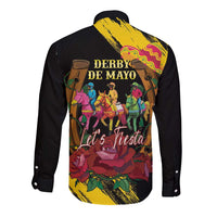 Derby De Mayo 2025 Long Sleeve Button Shirt Pinata Horse Racing Let's Fiesta