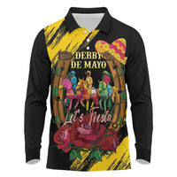 Derby De Mayo 2025 Long Sleeve Polo Shirt Pinata Horse Racing Let's Fiesta