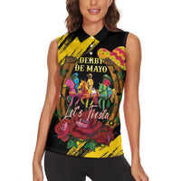 Derby De Mayo 2025 Women Sleeveless Polo Shirt Pinata Horse Racing Let's Fiesta - Wonder Print Shop