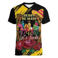 Derby De Mayo 2025 Women V-Neck T-Shirt Pinata Horse Racing Let's Fiesta - Wonder Print Shop