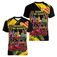 Derby De Mayo 2025 Women V-Neck T-Shirt Pinata Horse Racing Let's Fiesta - Wonder Print Shop