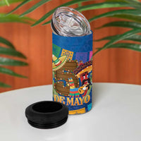 Mexico Cinco De Mayo 2025 4 in 1 Can Cooler Tumbler Chili Pepper Let's Fiesta