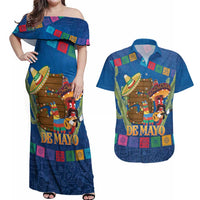 Mexico Cinco De Mayo 2025 Couples Matching Off Shoulder Maxi Dress and Hawaiian Shirt Chili Pepper Let's Fiesta