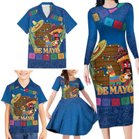 Mexico Cinco De Mayo 2025 Family Matching Long Sleeve Bodycon Dress and Hawaiian Shirt Chili Pepper Let's Fiesta