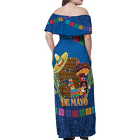 Mexico Cinco De Mayo 2025 Family Matching Off Shoulder Maxi Dress and Hawaiian Shirt Chili Pepper Let's Fiesta