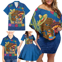 Mexico Cinco De Mayo 2025 Family Matching Off Shoulder Short Dress and Hawaiian Shirt Chili Pepper Let's Fiesta