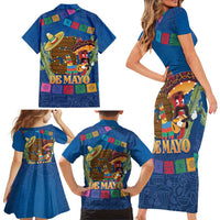Mexico Cinco De Mayo 2025 Family Matching Short Sleeve Bodycon Dress and Hawaiian Shirt Chili Pepper Let's Fiesta