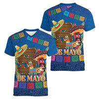Mexico Cinco De Mayo 2025 Women V-Neck T-Shirt Chili Pepper Let's Fiesta - Wonder Print Shop