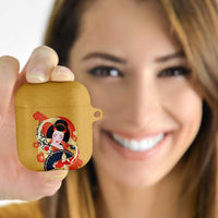 Japanese Geisha Koi Fish AirPods Case Cherry Blossoms Yellow Seigaiha Pattern - Wonder Print Shop