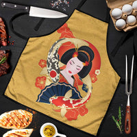Japanese Geisha Koi Fish Apron Cherry Blossoms Yellow Seigaiha Pattern - Wonder Print Shop