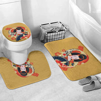 Japanese Geisha Koi Fish Bathroom Set Cherry Blossoms Yellow Seigaiha Pattern - Wonder Print Shop