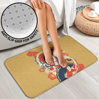 Japanese Geisha Koi Fish Bathroom Set Cherry Blossoms Yellow Seigaiha Pattern - Wonder Print Shop
