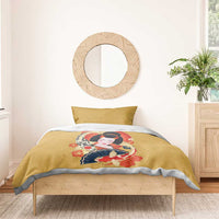 Japanese Geisha Koi Fish Bedding Set Cherry Blossoms Yellow Seigaiha Pattern - Wonder Print Shop